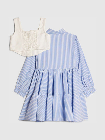 River Island Blue Stripe Hybrid Shirt Dress image 3