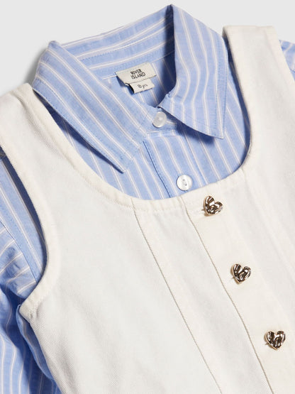 River Island Blue Stripe Hybrid Shirt Dress image 4