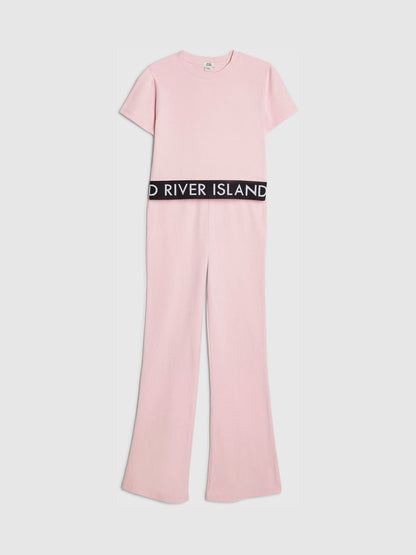 Dsiney Kidz - River Island Pink Logo T-Shirt & Kickflare Set image 3