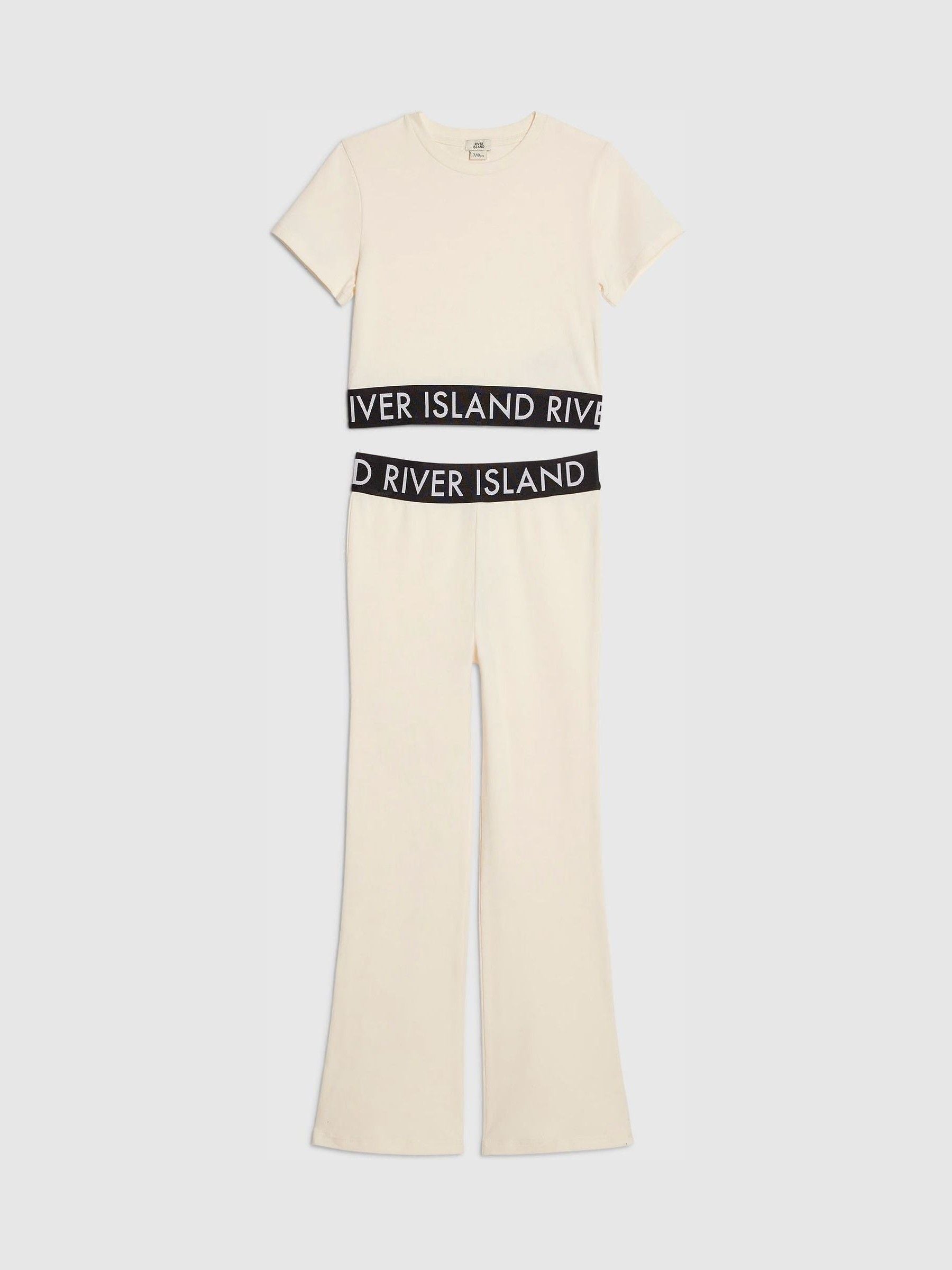 Dsiney Kidz - River Island Cream Logo T-Shirt & Kickflare Set image 1
