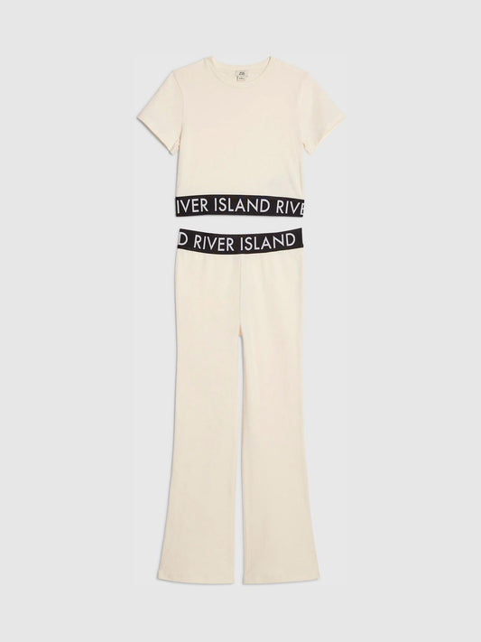 Dsiney Kidz - River Island Cream Logo T-Shirt & Kickflare Set image 1