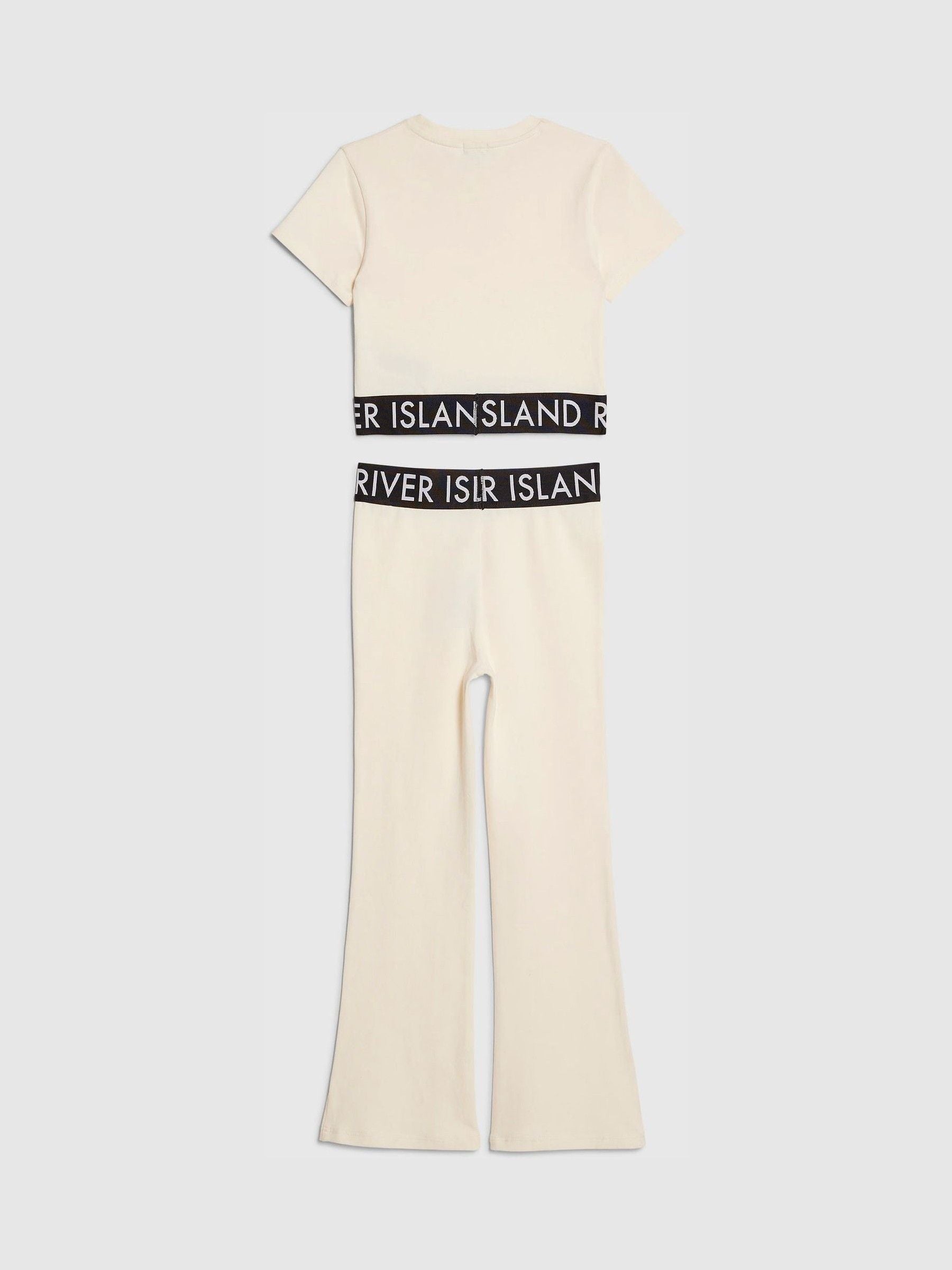Dsiney Kidz - River Island Cream Logo T-Shirt & Kickflare Set image 2