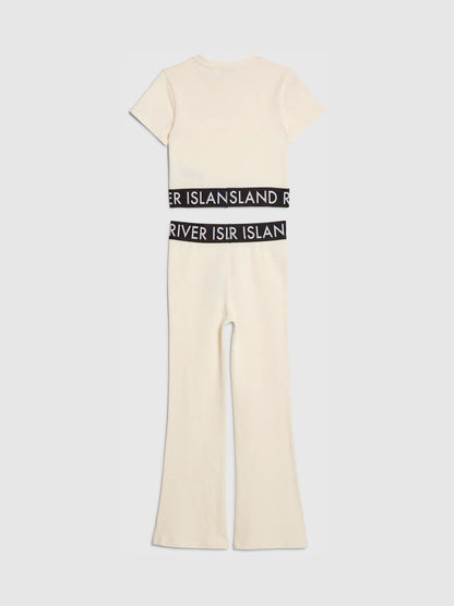 Dsiney Kidz - River Island Cream Logo T-Shirt & Kickflare Set image 2