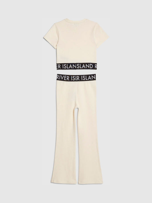 Dsiney Kidz - River Island Cream Logo T-Shirt & Kickflare Set image 2