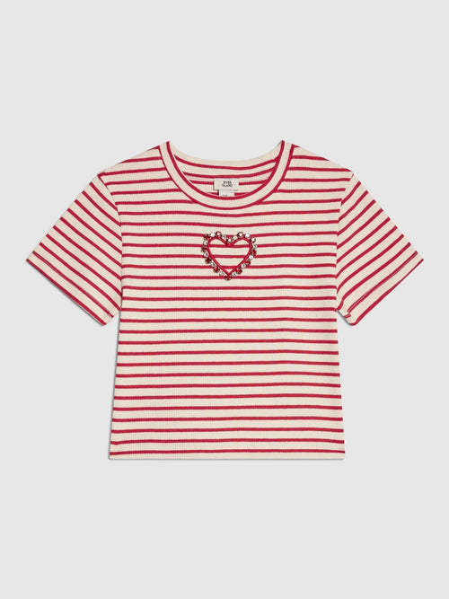 Dsiney Kidz - River Island Red Stripe Heart Baby T-Shirt image 1