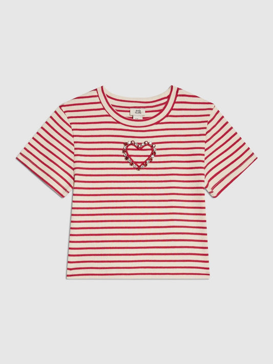Dsiney Kidz - River Island Red Stripe Heart Baby T-Shirt image 1
