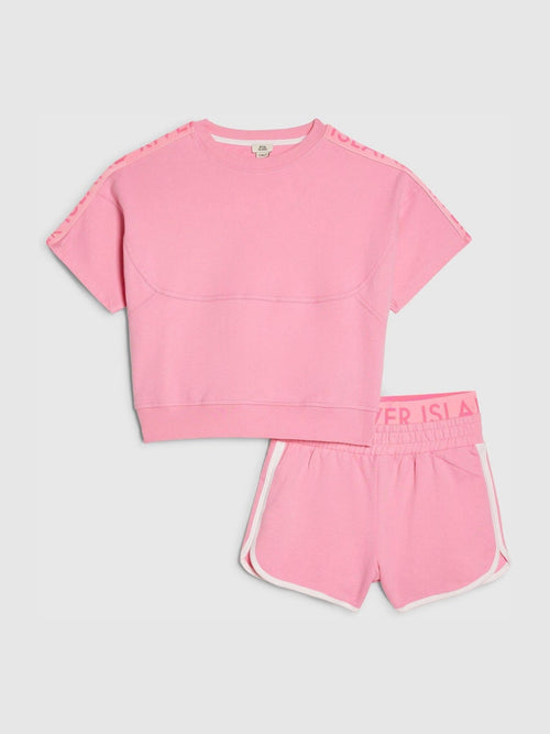 Dsiney Kidz - River Island Pink Logo T-Shirt & Runner Short Set image 1