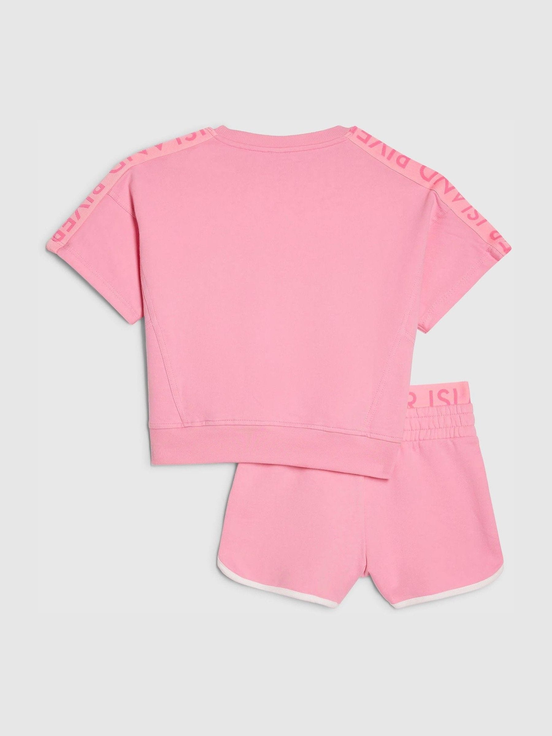 Dsiney Kidz - River Island Pink Logo T-Shirt & Runner Short Set image 2