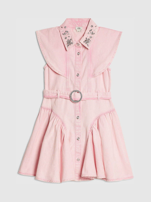 River Island Pink Denim Prom Shirt Dress image 1