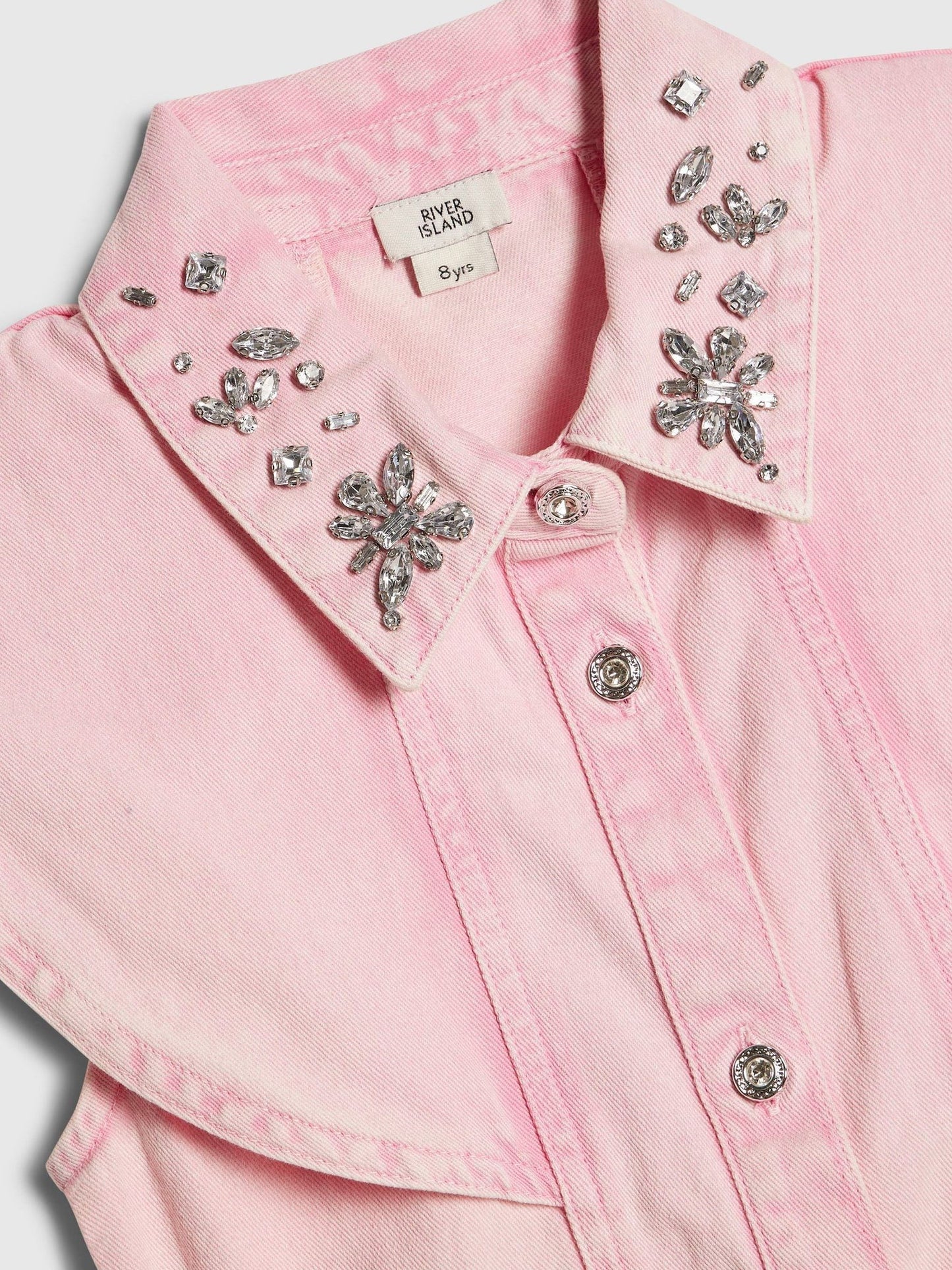 River Island Pink Denim Prom Shirt Dress image 3