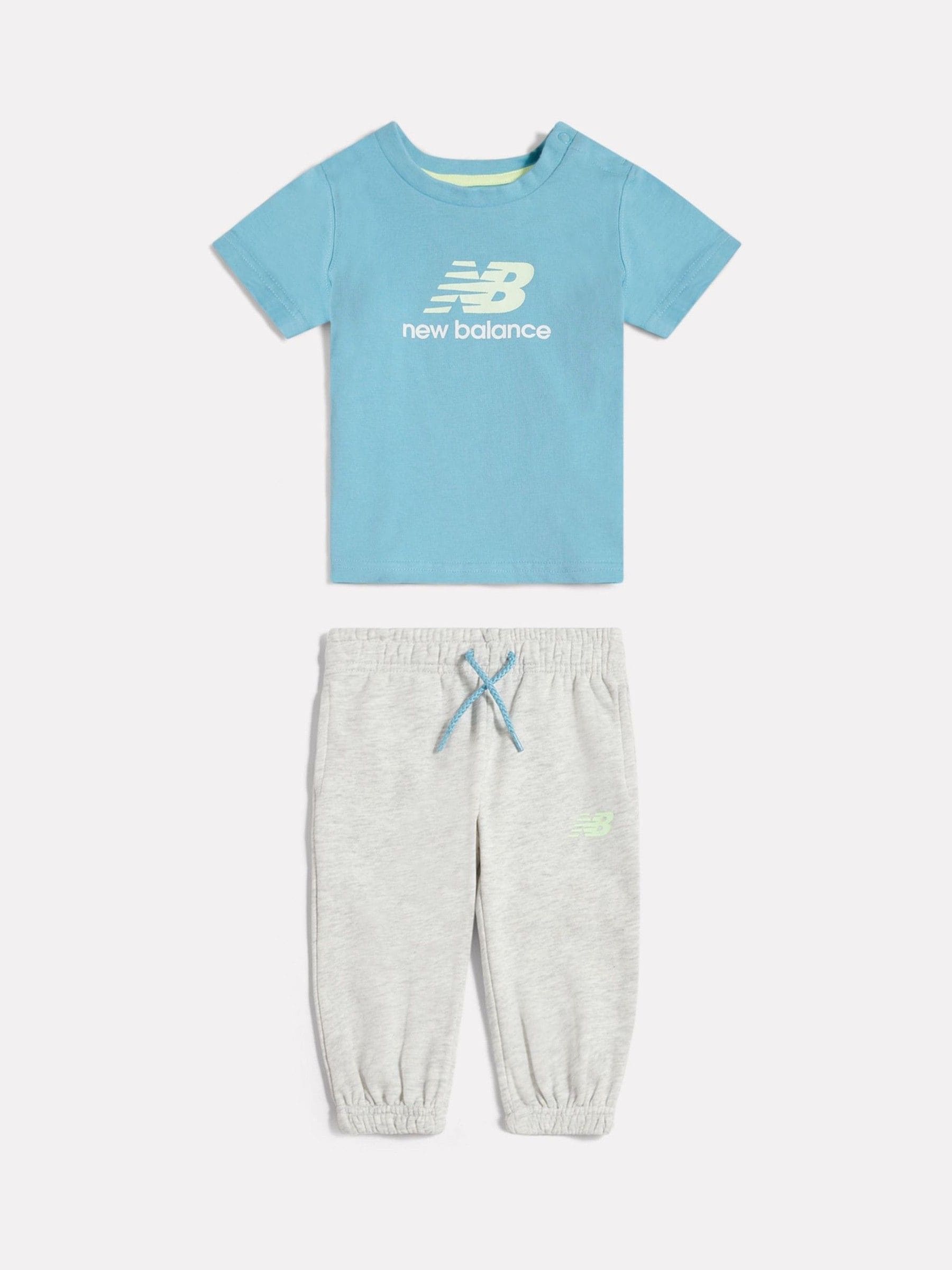 New Balance Blue Colourblock T-Shirt & Joggers Set image 1
