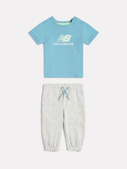 New Balance Blue Colourblock T-Shirt & Joggers Set image 1