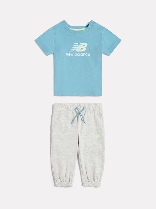 New Balance Blue Colourblock T-Shirt & Joggers Set image 1