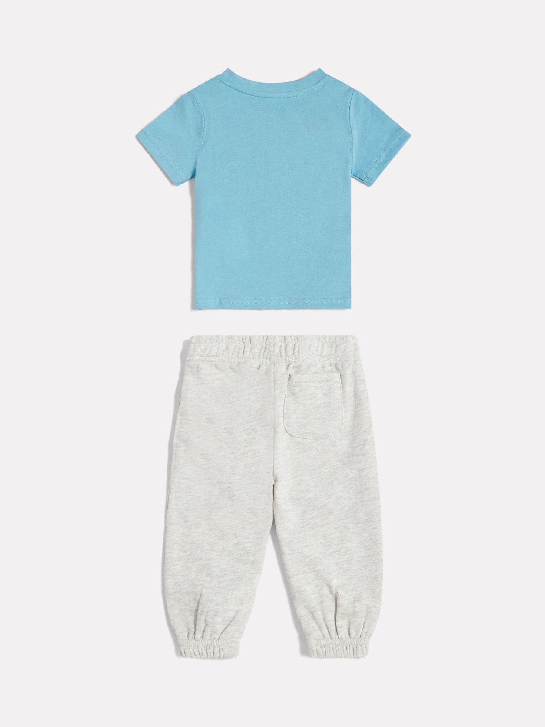 New Balance Blue Colourblock T-Shirt & Joggers Set image 2