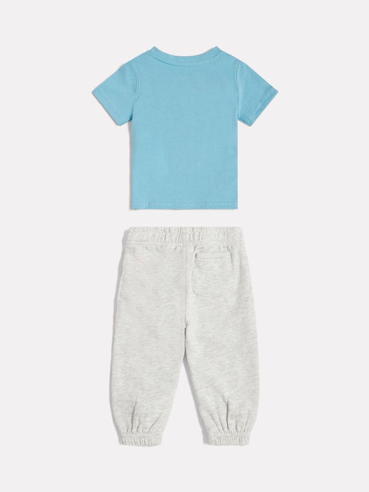 New Balance Blue Colourblock T-Shirt & Joggers Set image 2