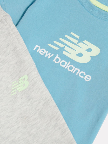New Balance Blue Colourblock T-Shirt & Joggers Set image 3