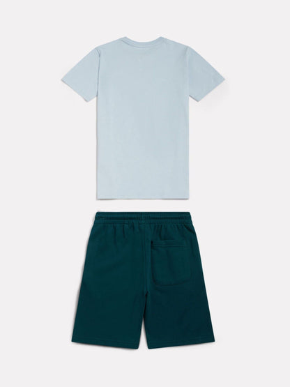Dsiney Kidz - New Balance Stone Blue Stacked Logo T-Shirt & Shorts Set image 2