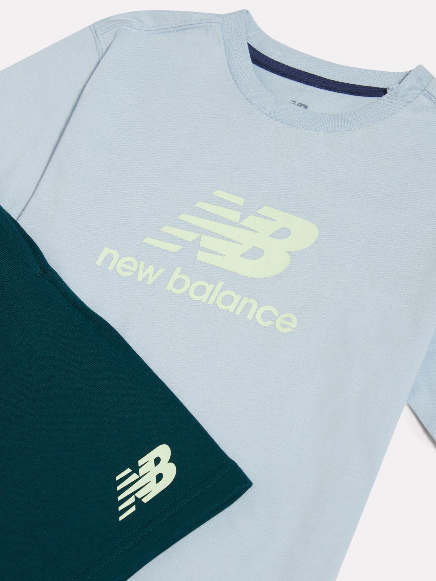 Dsiney Kidz - New Balance Stone Blue Stacked Logo T-Shirt & Shorts Set image 3