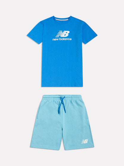 Dsiney Kidz - New Balance Light Blue Stacked Logo T-Shirt & Shorts Set image 1