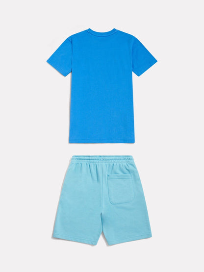 Dsiney Kidz - New Balance Light Blue Stacked Logo T-Shirt & Shorts Set image 2