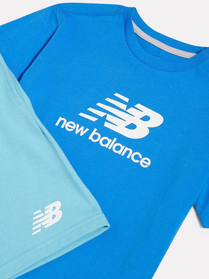 Dsiney Kidz - New Balance Light Blue Stacked Logo T-Shirt & Shorts Set image 3