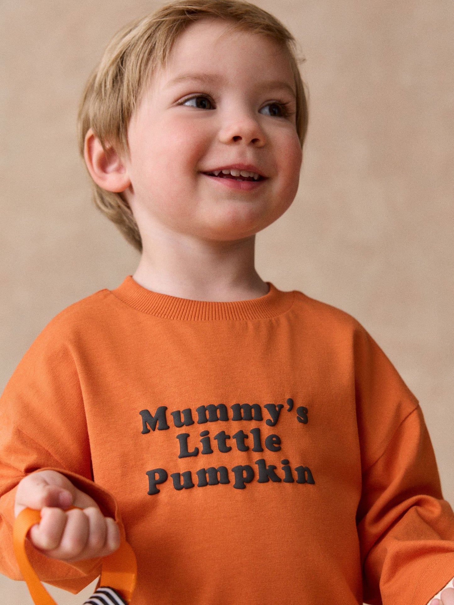 Dsiney Kidz - Orange Halloween Mummy's Little Pumpkin Slogan Long Sleeve Back Graphic T-Shirt (3mths-7yrs) image 5