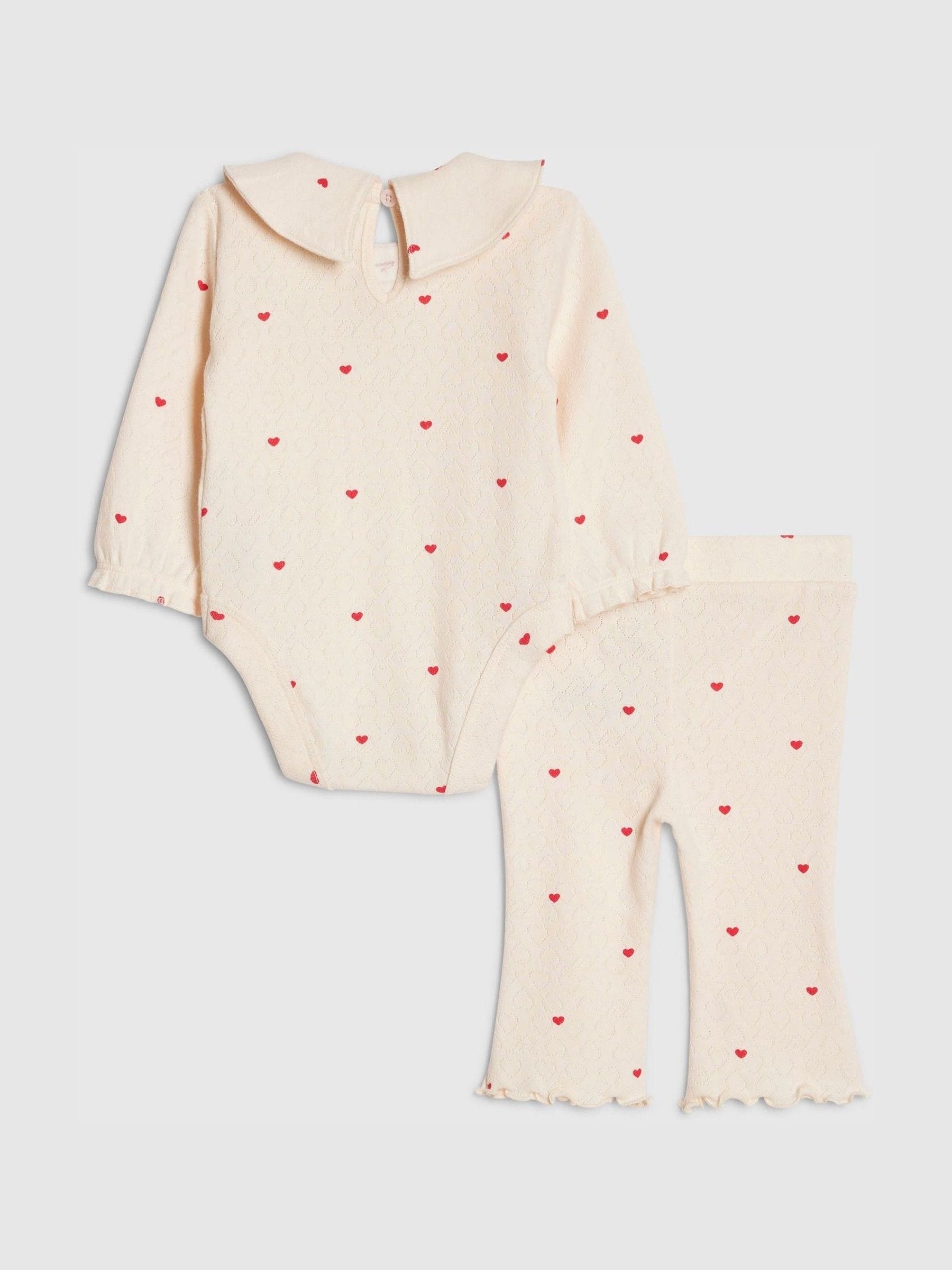 River Island Cream Heart Rib Bodysuit & Legging Set image 2