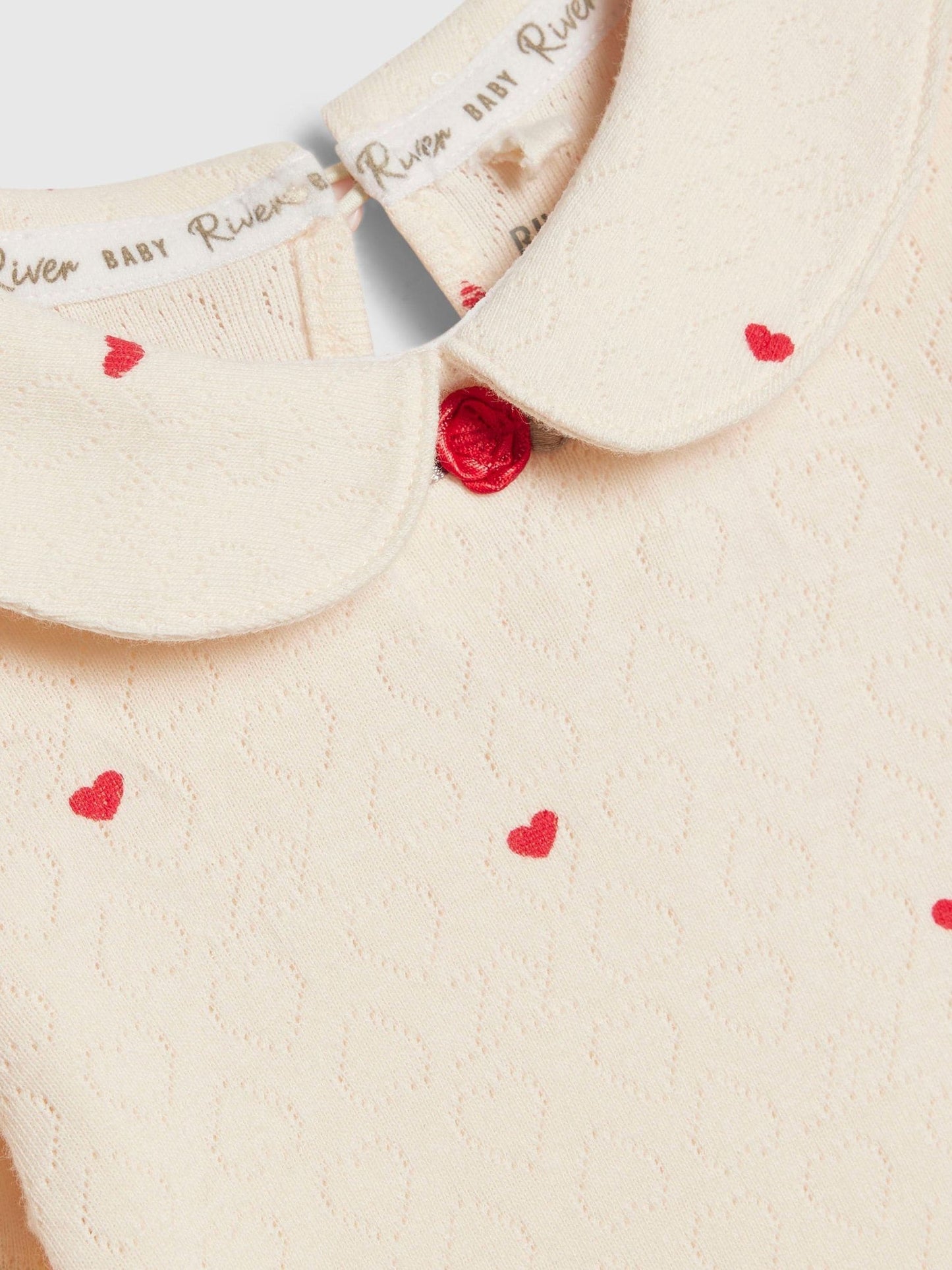 River Island Cream Heart Rib Bodysuit & Legging Set image 3