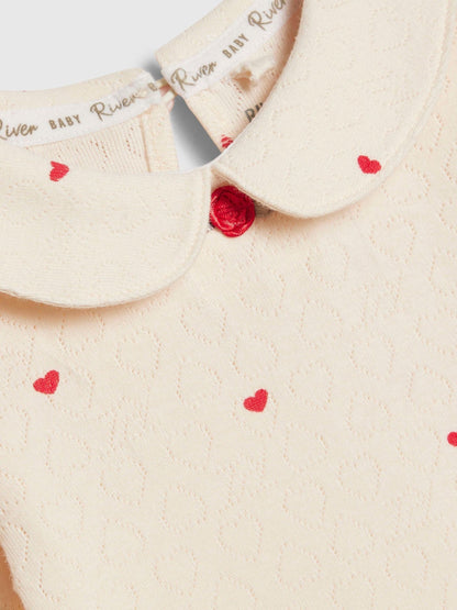River Island Cream Heart Rib Bodysuit & Legging Set image 3