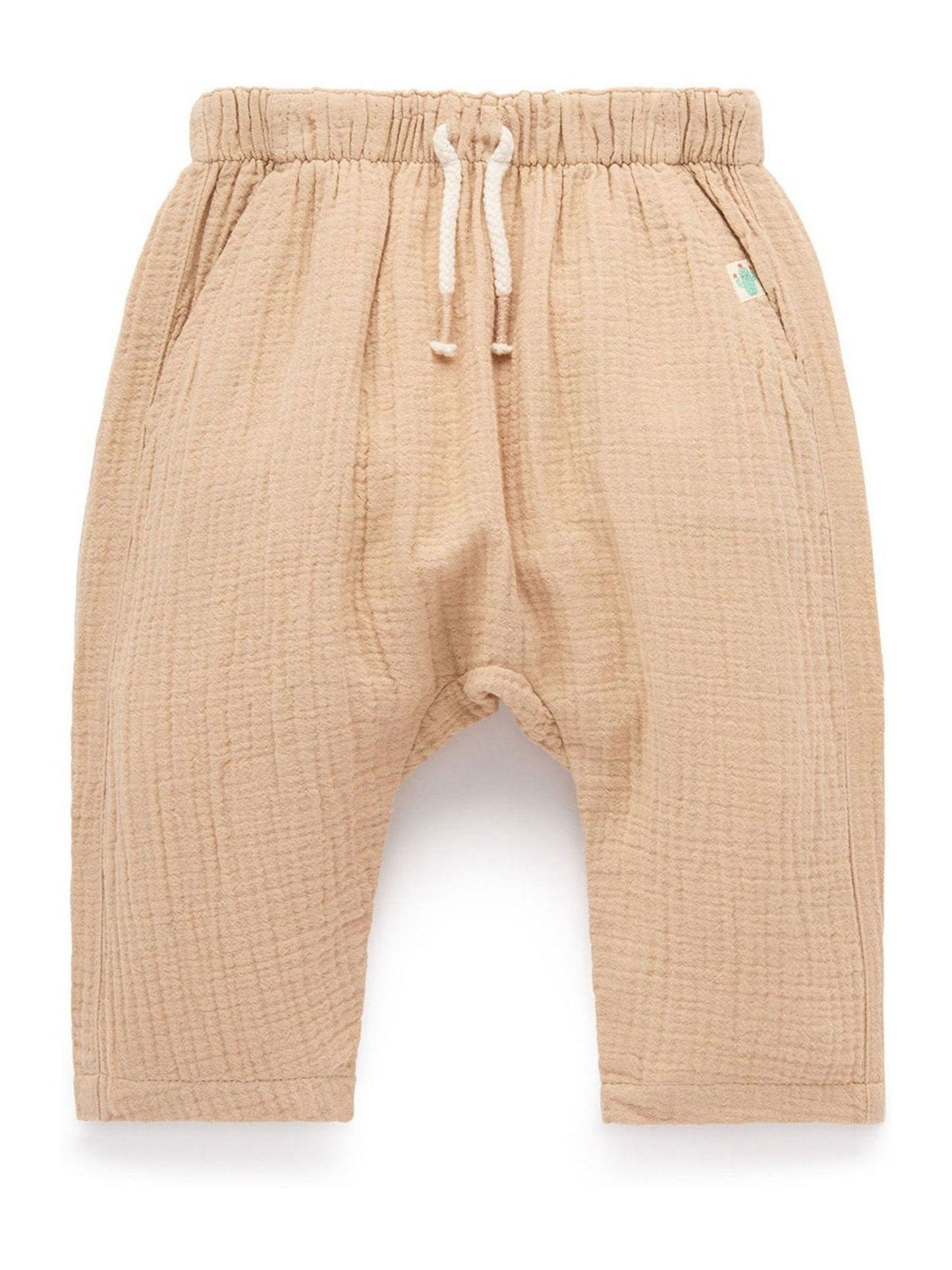 Purebaby Natural Slouchy Crinkle Cotton Joggers image 3