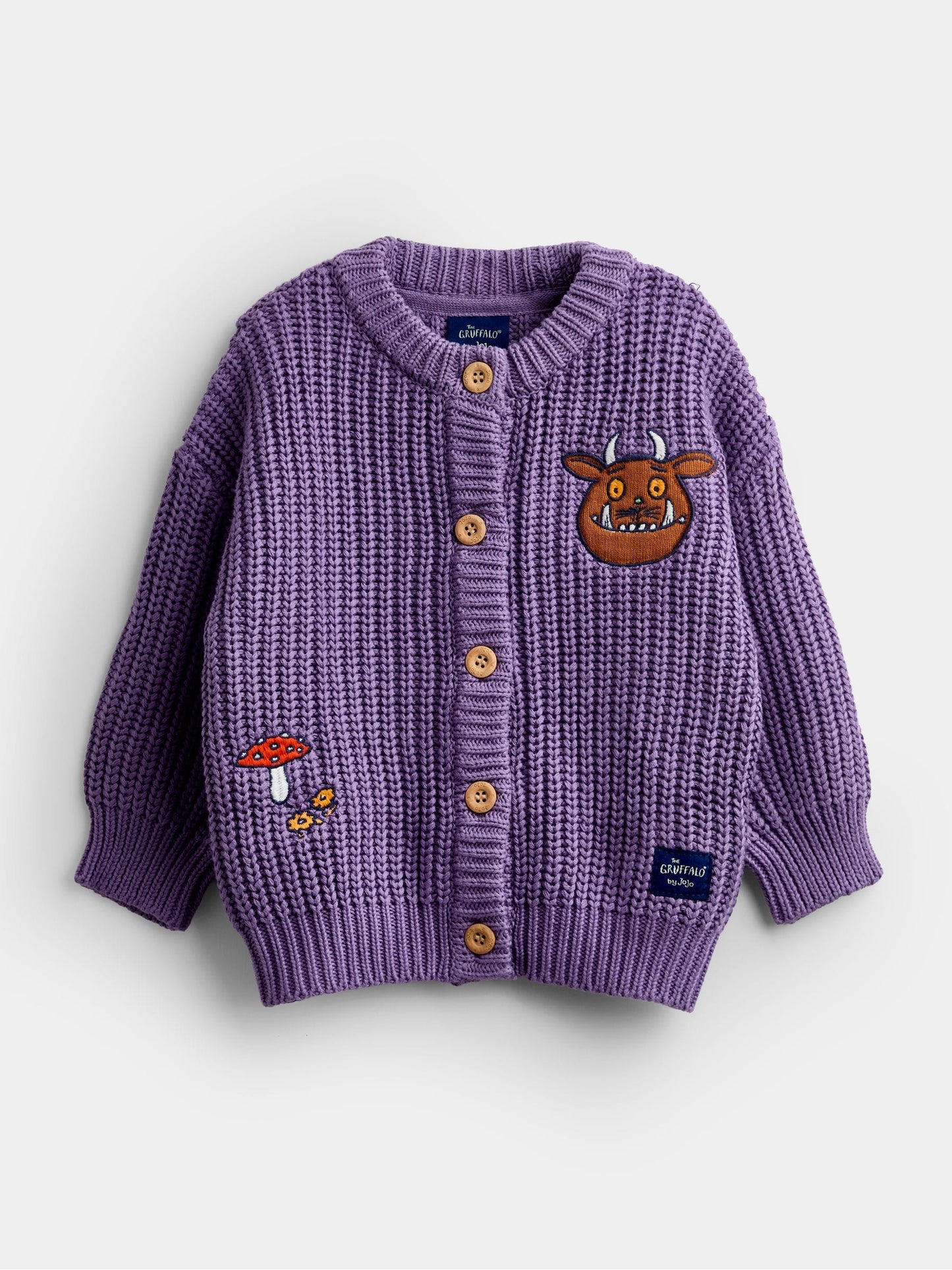 Dsiney Kidz - JoJo Maman Bébé Dusky Purple The Gruffalo Scene Appliqué Cardigan image 1
