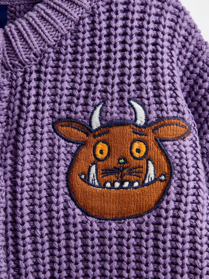 Dsiney Kidz - JoJo Maman Bébé Dusky Purple The Gruffalo Scene Appliqué Cardigan image 3