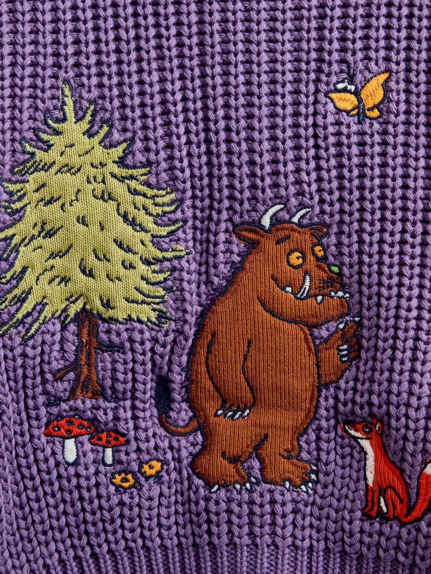 Dsiney Kidz - JoJo Maman Bébé Dusky Purple The Gruffalo Scene Appliqué Cardigan image 4