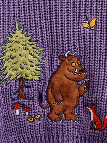 Dsiney Kidz - JoJo Maman Bébé Dusky Purple The Gruffalo Scene Appliqué Cardigan image 4