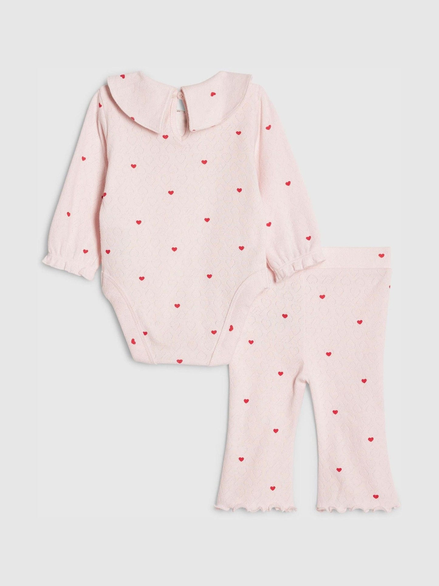 River Island Pink Heart Rib Bodysuit & Legging Set image 2