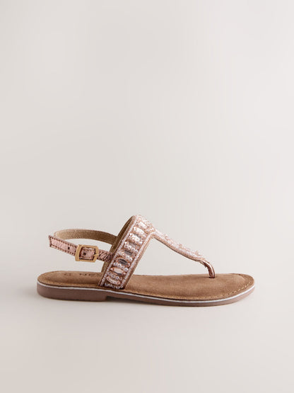 Rose Gold Toe Thong Embellished Sandals image 2
