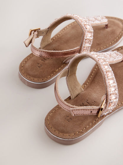 Rose Gold Toe Thong Embellished Sandals image 3