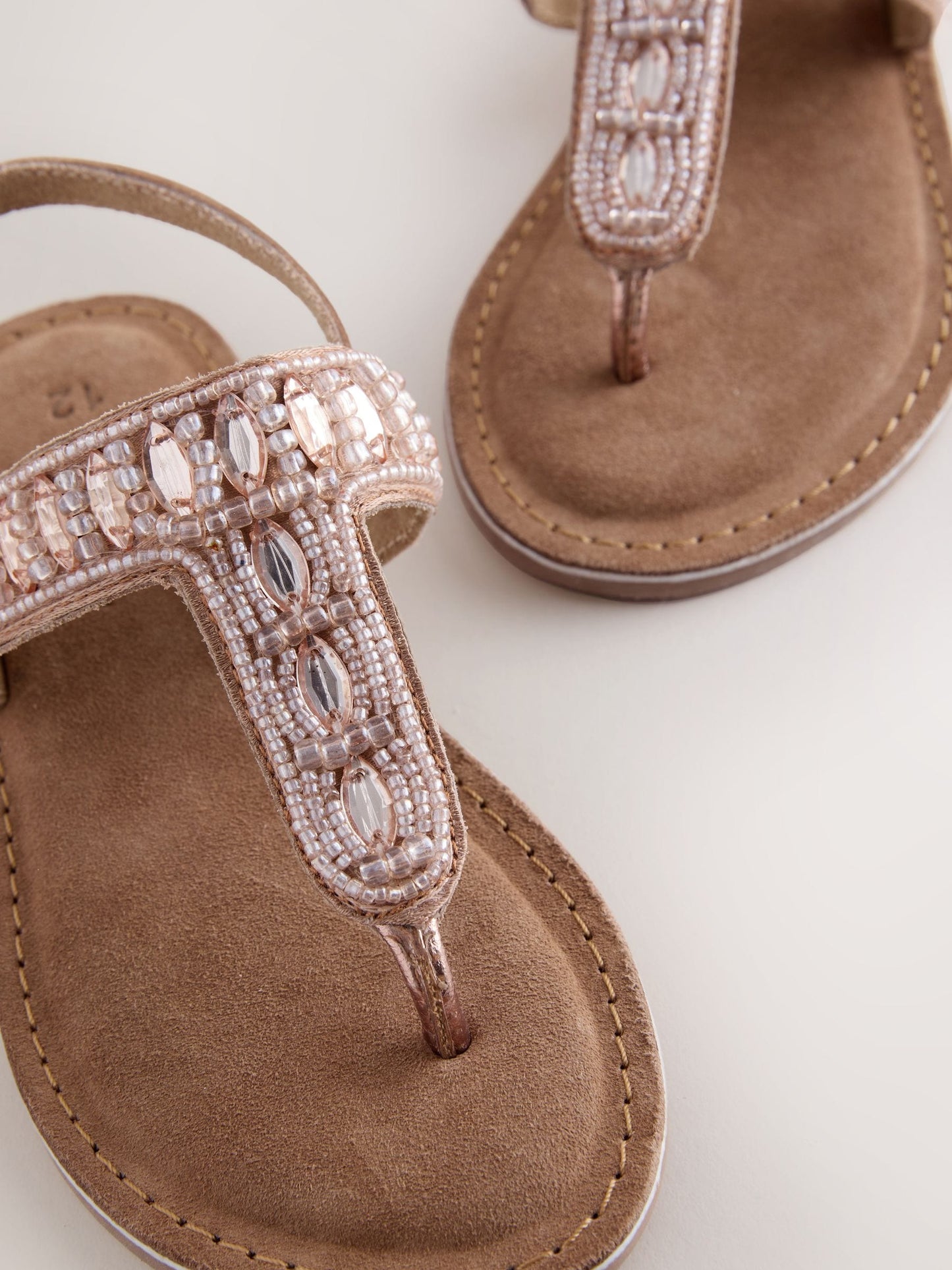 Rose Gold Toe Thong Embellished Sandals image 4