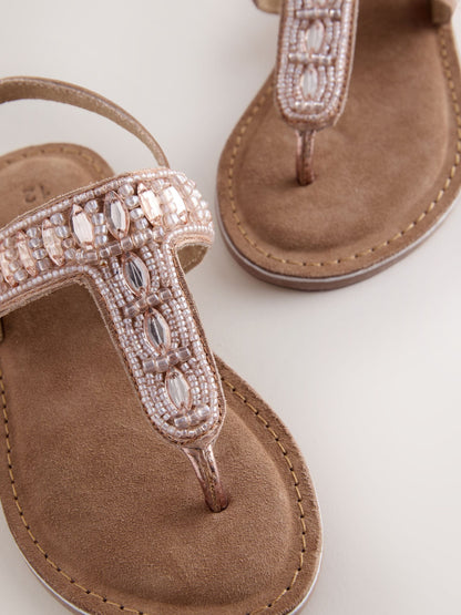 Rose Gold Toe Thong Embellished Sandals image 4