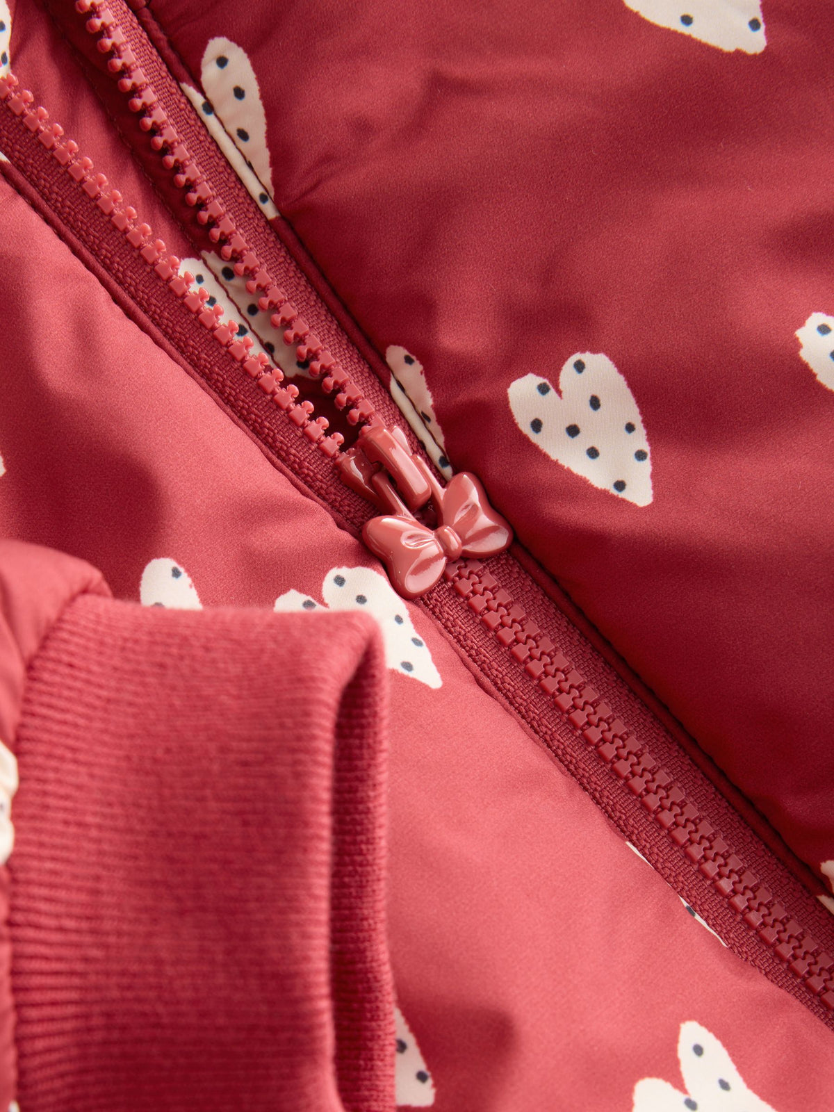 Red and White Heart Printed Hooded Padded Baby Jacket (0mths-2yrs) - image 4
