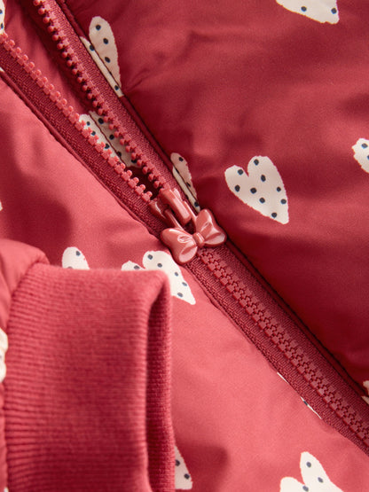 Red and White Heart Printed Hooded Padded Baby Jacket (0mths-2yrs) - image 4