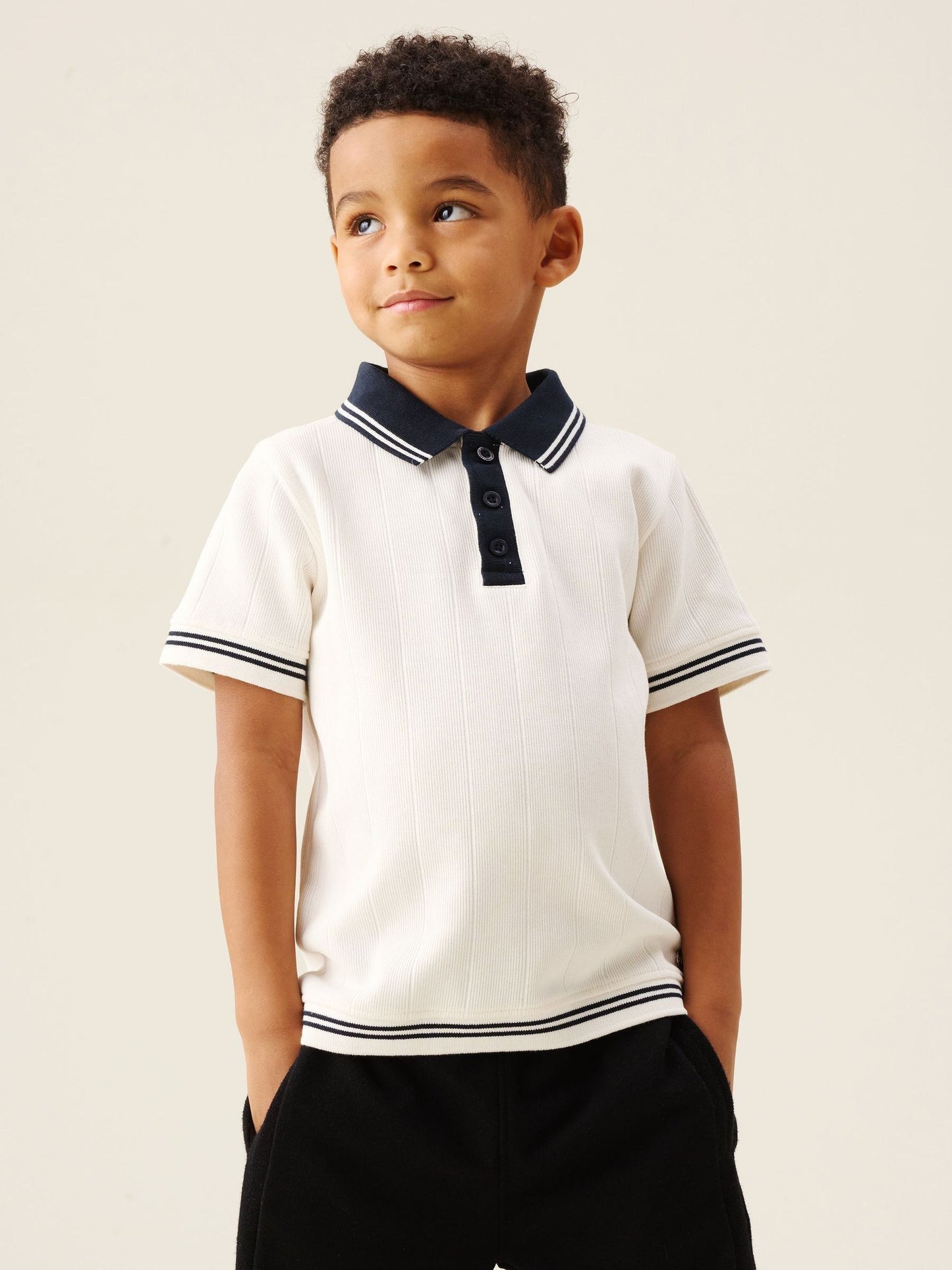 Dsiney Kidz - Angel & Rocket Cream Oakley Rib Contrast Polo Shirt image 1