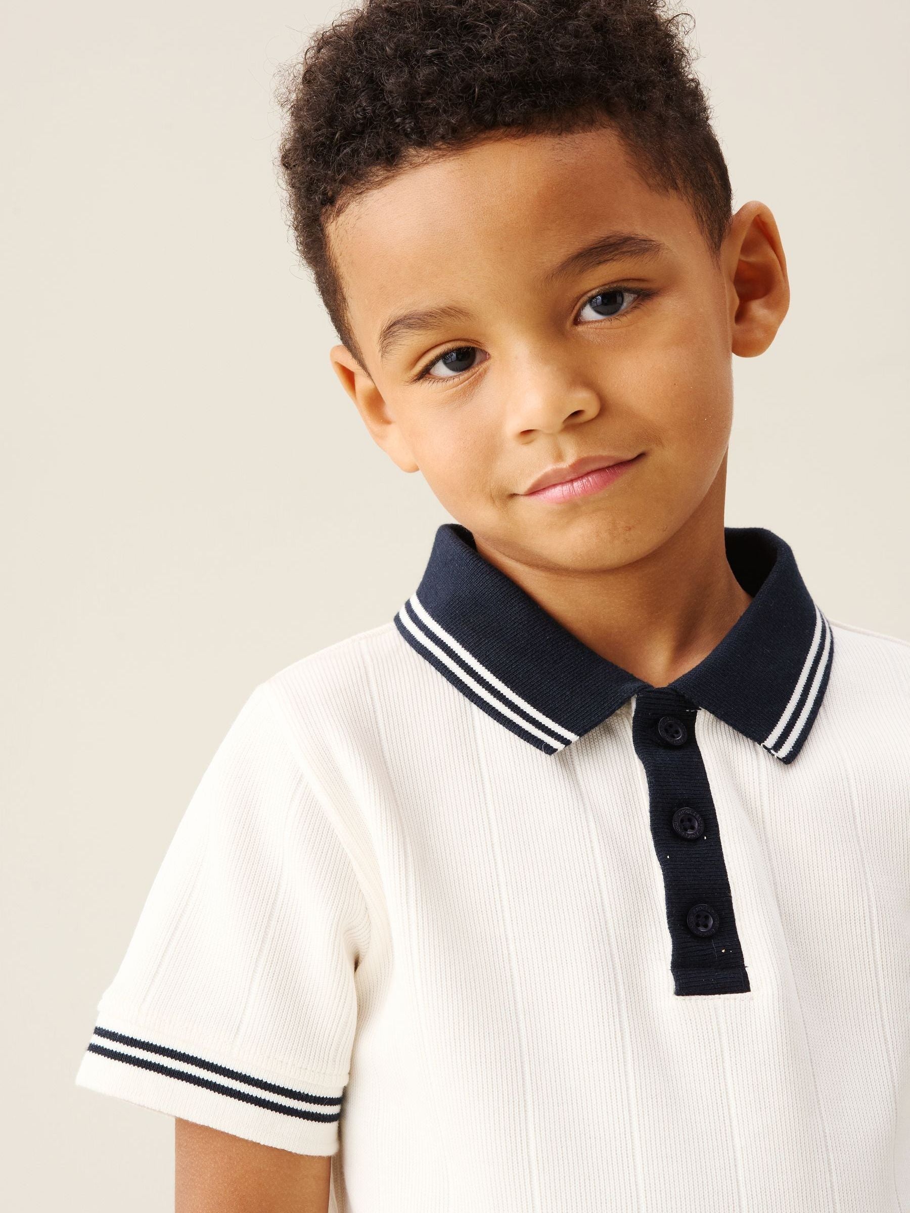 Dsiney Kidz - Angel & Rocket Cream Oakley Rib Contrast Polo Shirt image 3