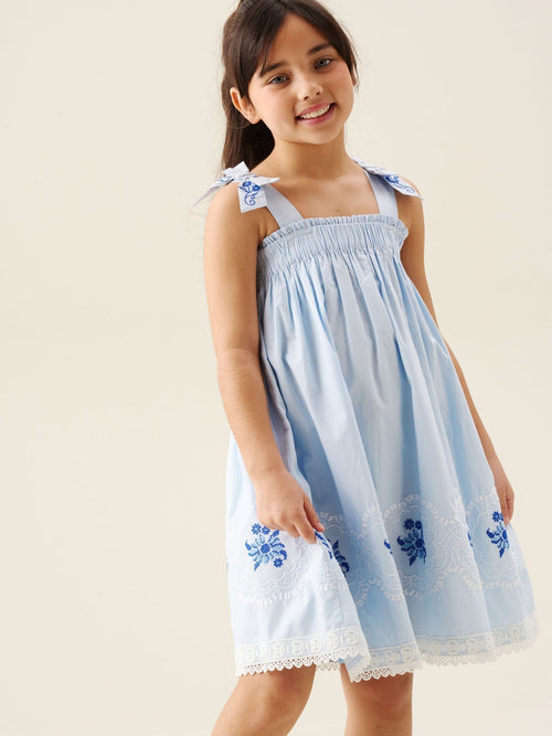 Dsiney Kidz - Angel & Rocket Blue Aliy Tie Shouder Embroidered Dress image 1