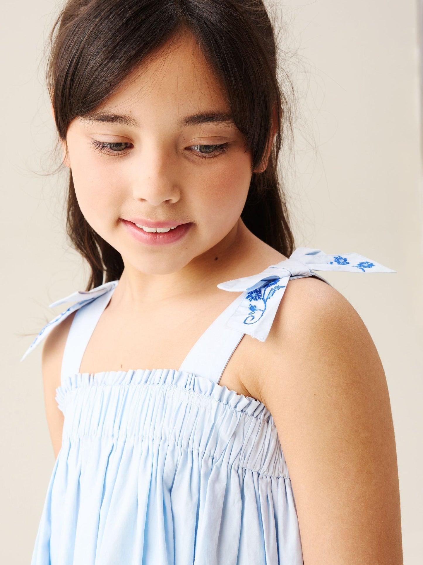 Angel & Rocket Blue Aliy Tie Shouder Embroidered Dress image 4