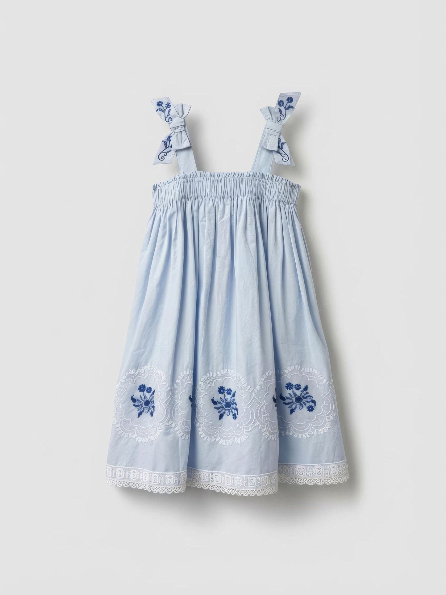 Angel & Rocket Blue Aliy Tie Shouder Embroidered Dress image 5