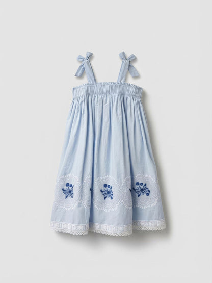 Angel & Rocket Blue Aliy Tie Shouder Embroidered Dress image 6