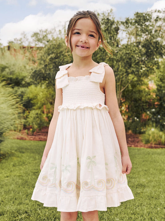 Angel & Rocket Natural Palma Embroidered Hem Sun Dress image 1