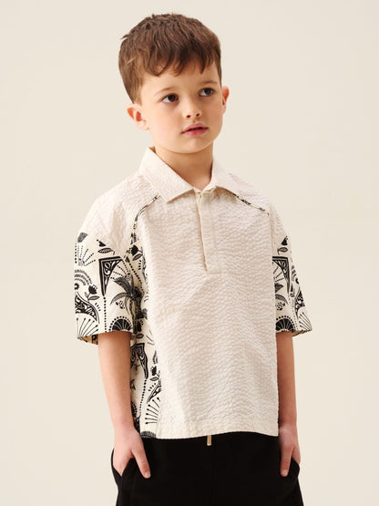 Dsiney Kidz - Angel & Rocket Cream Regan Cut And Sew Stripe Palm Shirt image 1