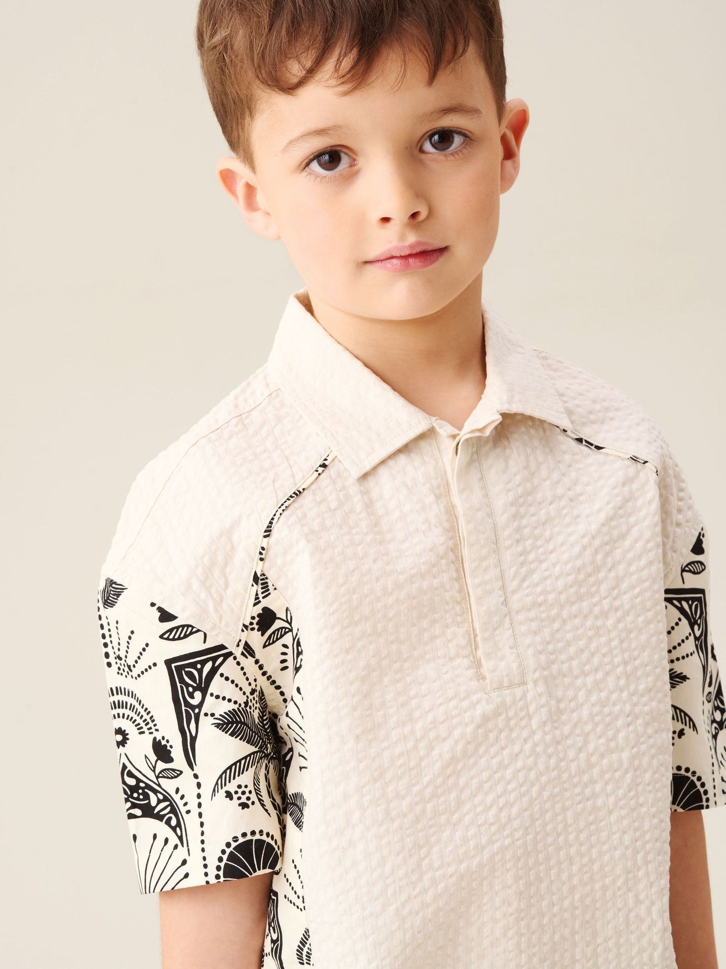Dsiney Kidz - Angel & Rocket Cream Regan Cut And Sew Stripe Palm Shirt image 2